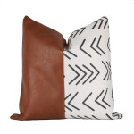 Simple Striped Patchwork Pillow Cover PU Leather Sofa