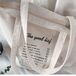 Simple Retro Casual Canvas Bag Korean Style Large Capacity English Shoulder Bag Shopping Bag