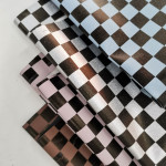 Classic Small Checkerboard Printed Leather Fabric