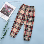 Girls Fashion Casual Plaid Print Trousers