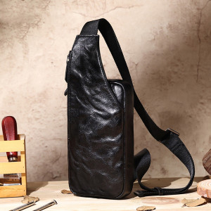 Vegetable Tanned Leather Chest Bag Messenger Bag Men's Street