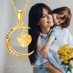 14K Real Gold Moon Heart Dainty Necklace 