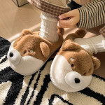 Warm Plush Doll Couple Cotton Slippers