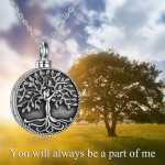 Tree of Life Urn Cremation Jewelry Necklace for Ashes in Sterling Silver Retro 