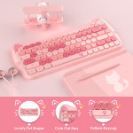 Wireless Cute Computer Bluetooth Keyboard With Typewriter Round Keycap For PC