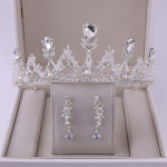 Korean Style Bridal Crown Earring Set