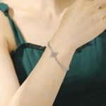 Women's Double Hole Pendant Stainless Steel Bracelet