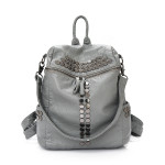 Washed Leather Portable Shoulder Bag College Style Schoolbag Travel Backpack