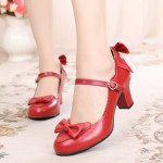 Bowknot single shoes with round head