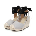 New Women'S Shoes Wedge High-Heeled Straw Single Shoes