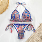 New Split Swimsuit Women's Ribbon Stitching Lace Bikini