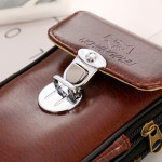 Men PU Double Layer Mobile Phone Waist Bag