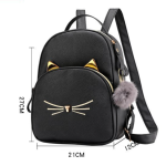 Cartoon Cat Cute Casual Women's Leather Backpack