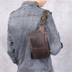 Men's Multifunctional Large-capacity Leather Chest Bag Retro Cross-body