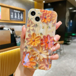 Yellow Oil Painting Flowers Phone Case Rhinestone Epoxy