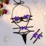 Lace Halter Stitching Bowknot Underwear Suit