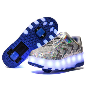 Two-Wheeled Heelys, Roller Shoes, USB Cable Charging Children's Luminous Shoes