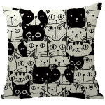 Home Halloween Linen Pillowcase Cat Cushion Cover