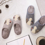 Cute Cartoon Squirrel Affixed Cloth Embroidered Slippers Indoor Non-slip Couple Platform Slippers