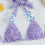 Side Tie Jewelry Solid Halter Beach Bikini