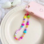 Bohemian Rainbow Polymer Clay Pearl Glass Beaded Phone Chain