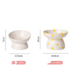 Dot Cat Bowl Ceramic High Foot Spine Protection Pet