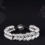 999 Sterling Silver Wheat Ear Bracelet For Men's Personalized Fashion Beading