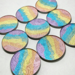 Rainbow highlights baking powder with colorful eye shadow and blush