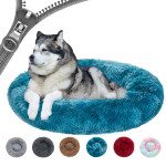 Fluffy Donut Dog Bed Warm Soft Long Plush Pet Cushion Dog House Cat Bed Washable Pet Sofa Mat Calming Samll Large Dog Beds