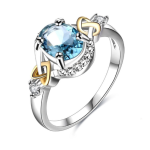 Ladies Wedding Ring S 925 Sterling Silver Ladies Fine Jewelry Blue Oval Ring Bridal Engagement Party Bijoux Femme R542