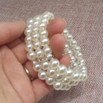 Fashion OL Three Layers Rhinestone Pearl Bracelet