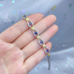 925 Silver Inlaid Natural Sapphire Women's Bracelet Color Treasure Hand Accessories