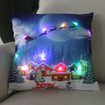 New Christmas Cushion Cover 45x45 Led Light Christmas Decorations For Home Santa Claus Printed Christmas Pillow Case