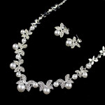 B0879 bride wedding jewelry accessories wholesale fashion diamond pearl necklace earrings set leaves the atmosphere