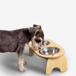 Inclined Cervical Spine Protection Stainless Steel Wooden Frame Pet Bowl