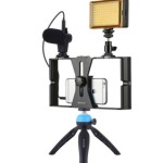 Compatible with Apple, Mobile Photography Set Mobile Live Rabbit Cage Set Microphone Tripod with Supplementary Light