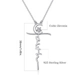 S925 Sterling Silver Faith Cross Moon and Star Necklace Pendant Jewelry 