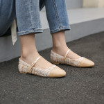 Oversized Flat Shoes Women's Autumn 2020 New Style Splicing Square Toe Belt Buckle Fairy Style Women's Shoes