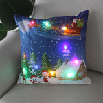 New Christmas Cushion Cover 45x45 Led Light Christmas Decorations For Home Santa Claus Printed Christmas Pillow Case