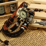 Factory Direct Genuine Leather Bracelet Watch Retro Leather Bracelet Watch Beaded Bracelet Yiwu Wholesale Jewelry