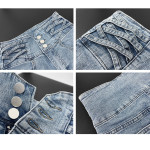 Small Man Waist Cross Woven Super High Waist Tummy Denim Shorts Women