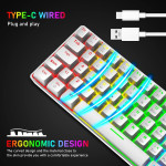 Wired British T60 Mechanical Keyboard White Blue Axis Color Light Set