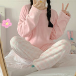 Coral Velvet Pajamas Women's Long-sleeved Trousers Flannel Homewear Suit