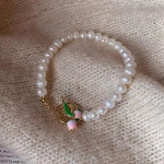 New Tulip Flower Pearl OT Buckle Bracelet Female