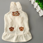 Bear Embroidered Corduroy Dress With Straps