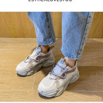 Spring 2021 Fashion New Women's Vulcanized Shoes Platform Comfortable Lace-up Round Head Casual Shoes Breathable Mesh Sneakers