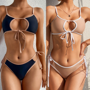 AliExpress Amazon Foreign Trade Strap Stitching Ladies Swimsuit Bikini