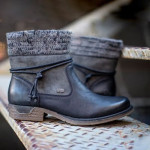 Side zip block heel warm Martin boots