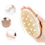 Bamboo Handleless Oval PPR Soft Bead Bristle Bath Brush SPA