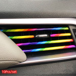 New 10pcs Car Interior Air Conditioner Vent Outlet Decoration Stripes Cover Rainbow